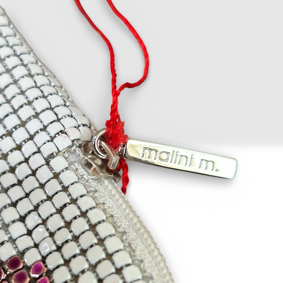 Malini M. Vintage White Metal Mesh Polka Dot Shoulder Bag w Matching glass case - Picture 10 of 16